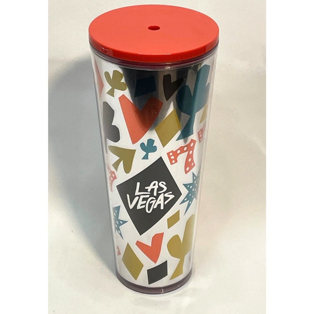 Starbucks Las Vegas tumbler 24 oz coffee cup plastic mug travel screw lid 9"